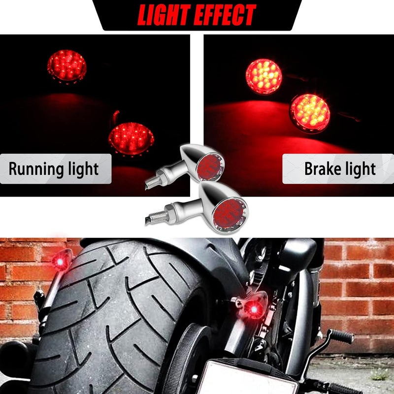 DREAMIZER 2pcs Chrome Bullet 15 LEDs Motorcycle Turn Signal Lights Front and Rear Indicator Lamps Compatible for Harley Honda Yamaha Cruiser Softail Sportster StreetBike Chopper Bobber - Image 3